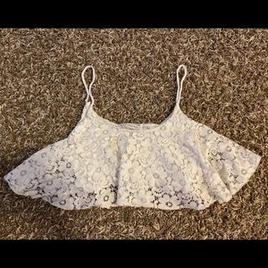 White Floral Crop Top